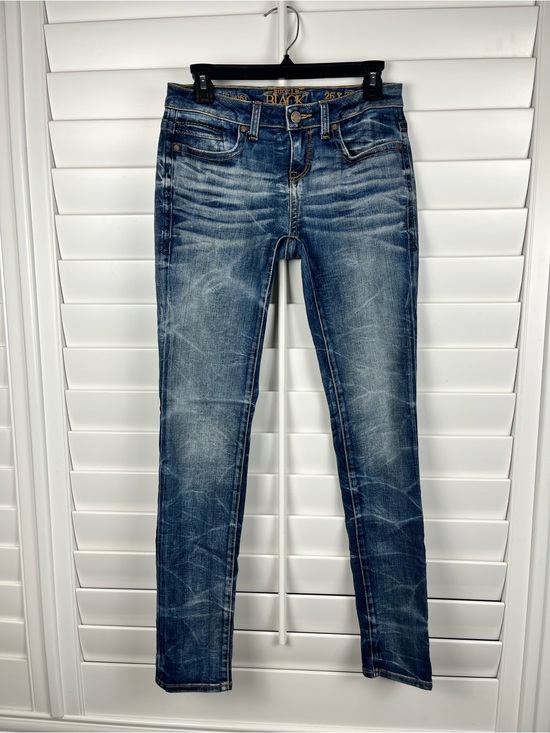 Buckle Black Denim - Buckle Black Y2K low rise Dark Blue Distressed Skinny Jeans Size 25x32